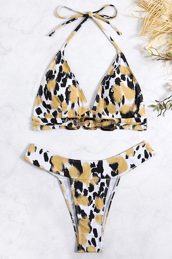 Leopard Bikini Cheeky Black dames