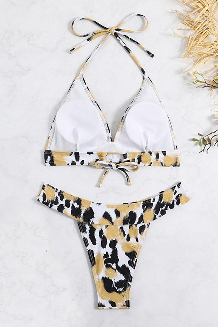 Leopard Bikini Cheeky Black dames