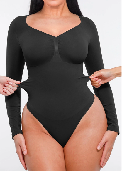 IVERA – Naadloze Lange Mouw Body met String - LivingCurves variable s / zwart