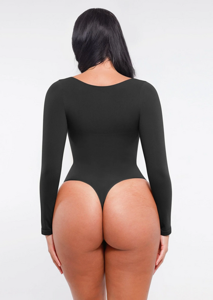 IVERA – Naadloze Lange Mouw Body met String - LivingCurves variable s / zwart