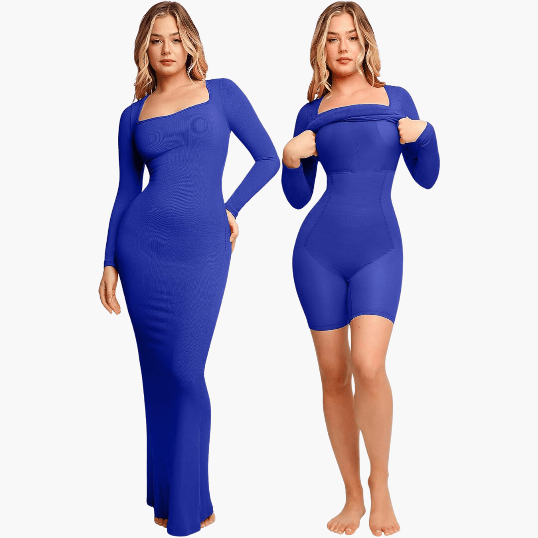 VELIN – 2-in-1 Shapewear Jurk met Korset - LivingCurves Shaping Dress Blauw (bijna uitverkocht) / S