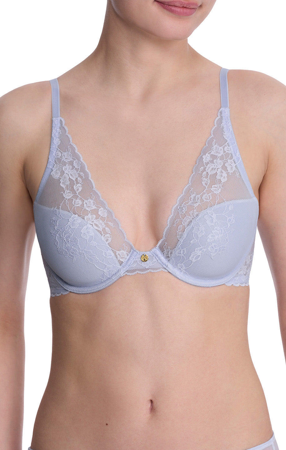 Natori Cherry Blossom Convertible Contour Underwire Bra #721191 - LivingCurves Bras Glacier Blue / 32B