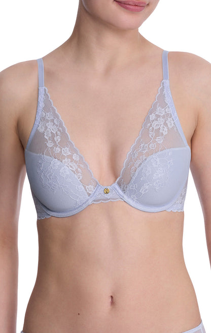 Natori Cherry Blossom Convertible Contour Underwire Bra #721191 - LivingCurves Bras Glacier Blue / 32B