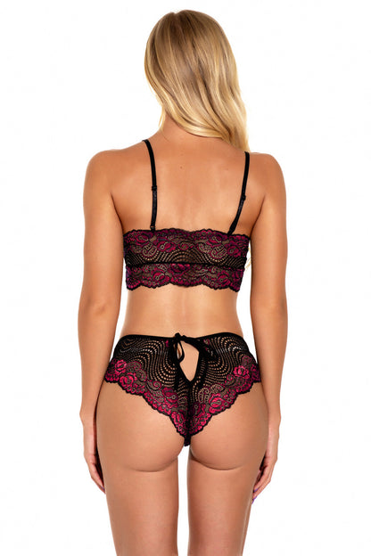CONTI – Lacy Contrast Bra Set - LivingCurves Apparel & Accessories > Clothing > Lingerie Black / Red / Small